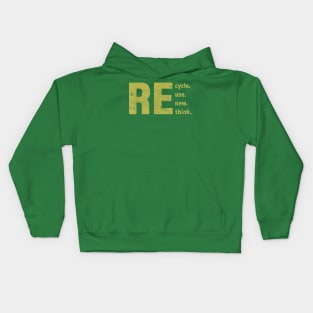 Recycle Reuse Renew Rethink For Earth Kids Hoodie